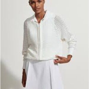 Varley Cameron Knit Zip Sweater Mesh Knit Off White